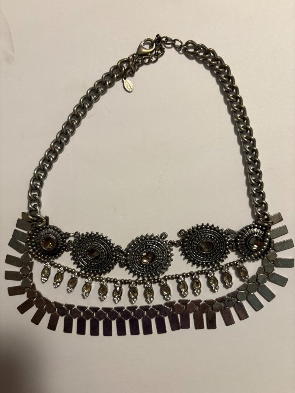 Aldo Silver Medallion Bib Necklace